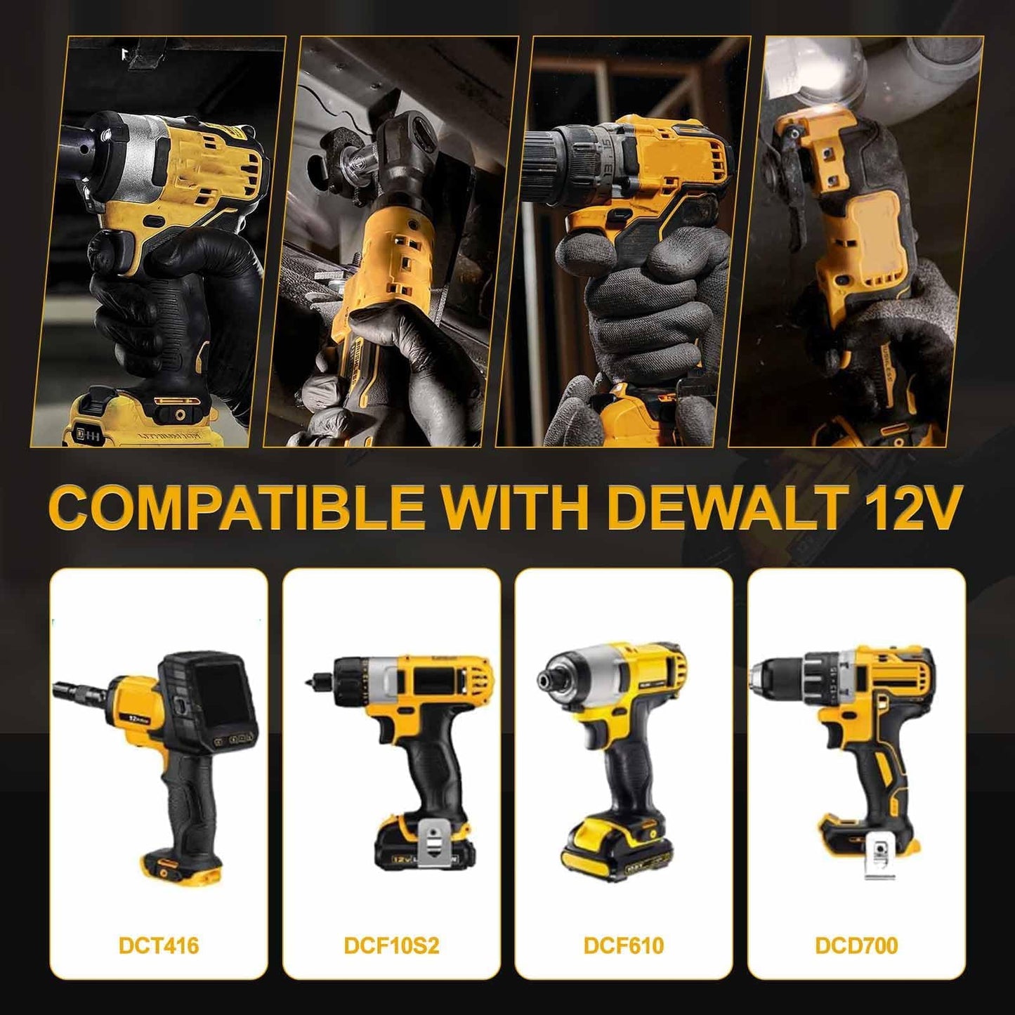 2Pack 4000mAh Replacement for Dewalt 12V Max Lithium Battery, LED Power Display Fast Charging Long Runtime, Compatible with Dewalt DCB121 DCB123 DCB125 DCB127