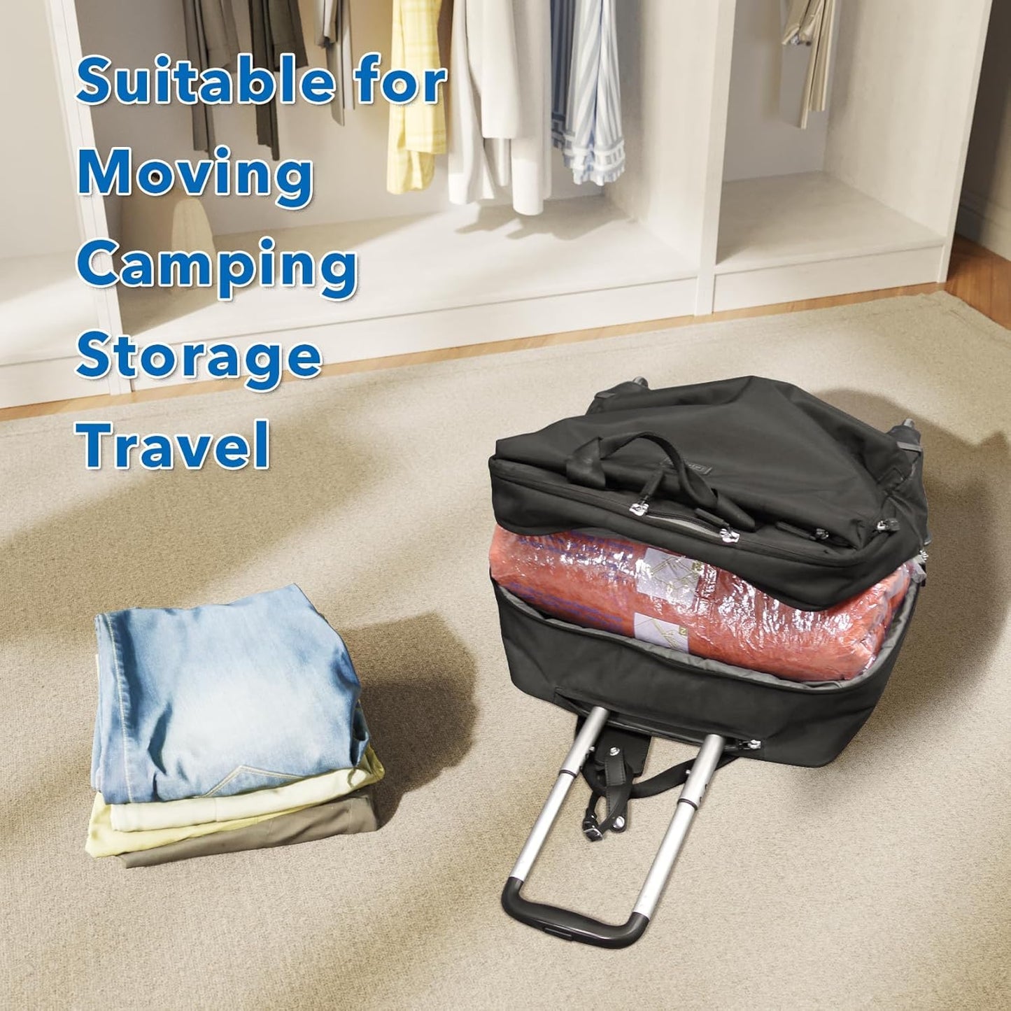16Pack Vacuum Travel Bags with Portable Electric Pump,(2J/2L/2M2S/4 ROLLER BAG/4 SMALL ROLLER BAG),Travel Vacuum Bag with Pump, vacuum seal bags for clothing travel