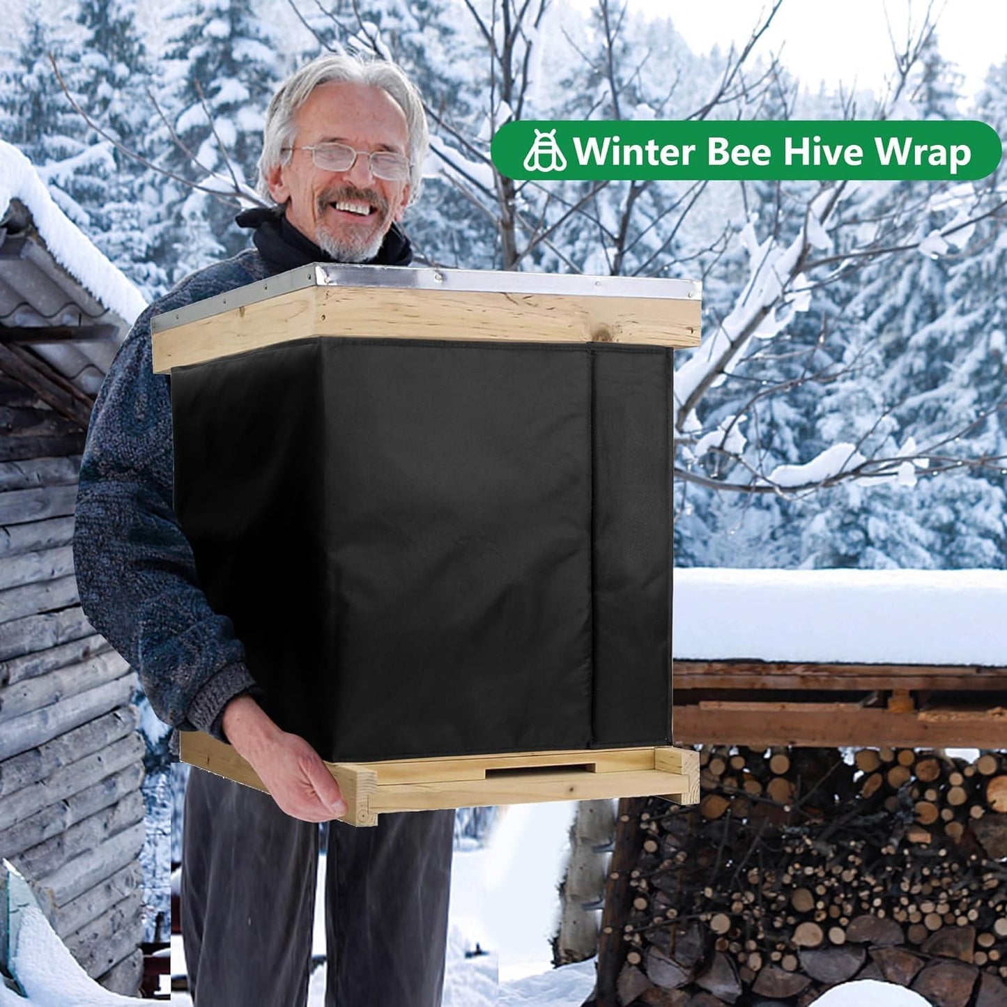 codree 10 Frame Winter Bee Hive Wrap- 1 Deep Box & 1 Medium Box 600D Oxford Beehive Winter Protection Cover- Cozy Windproof Warm Bee Hive Insulation Wrap for Most Bee Hive (85" x 17")