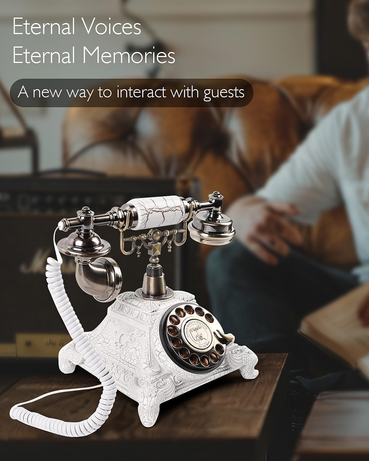 Audio Guest Book Wedding Phone, FESTRING Customized Wedding Guest Book,Alternative Audio Recorder Guestbook, Retro Design Perfect for Wedding/Parties/Birthday/Graduation/Baby Shower/Funeral, White