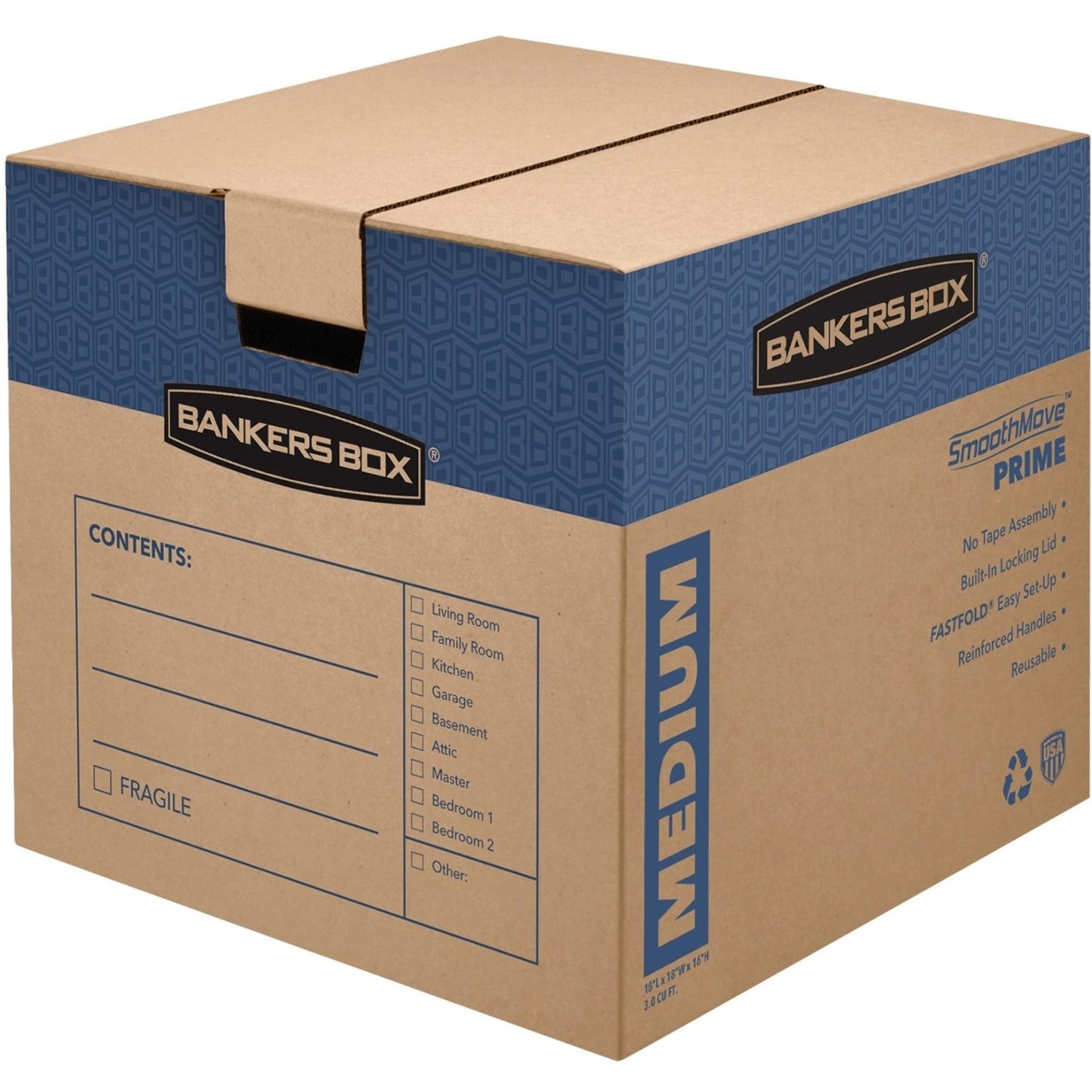 Bankers Box SmoothMove Prime Moving Boxes, Medium, 8-Pack
