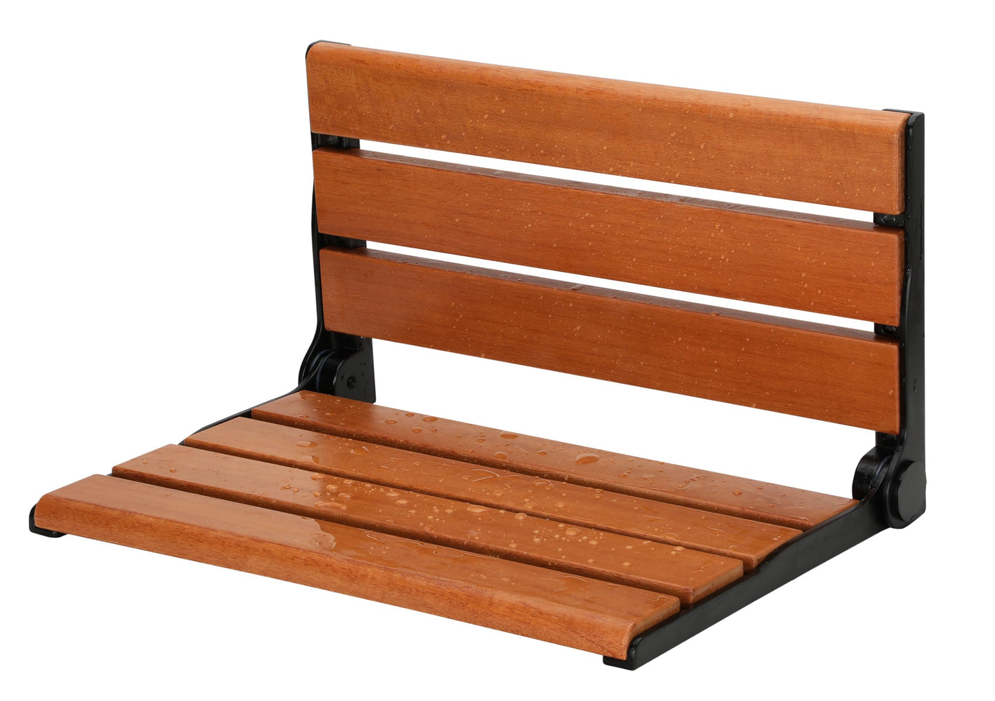 18" Teak Folding Shower Seat Wall Mounted,Fold Down Shower Bench for Small Shower Space, Home Care Teak Wood Seat for Inside Shower