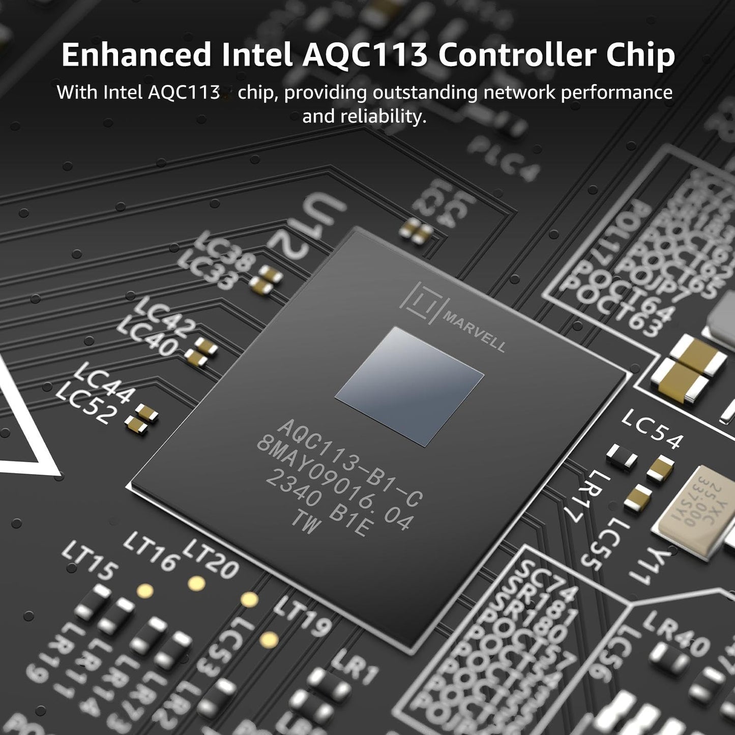 10G PCI-E Network Card with 10Gbps RJ45 Ports, Marvel AQC113 Controller, VIMIN 10Gb Ethernet Adapter Card Compatible with PCI Express X8, X16, Support Windows/Windows Server/Linux/VMware