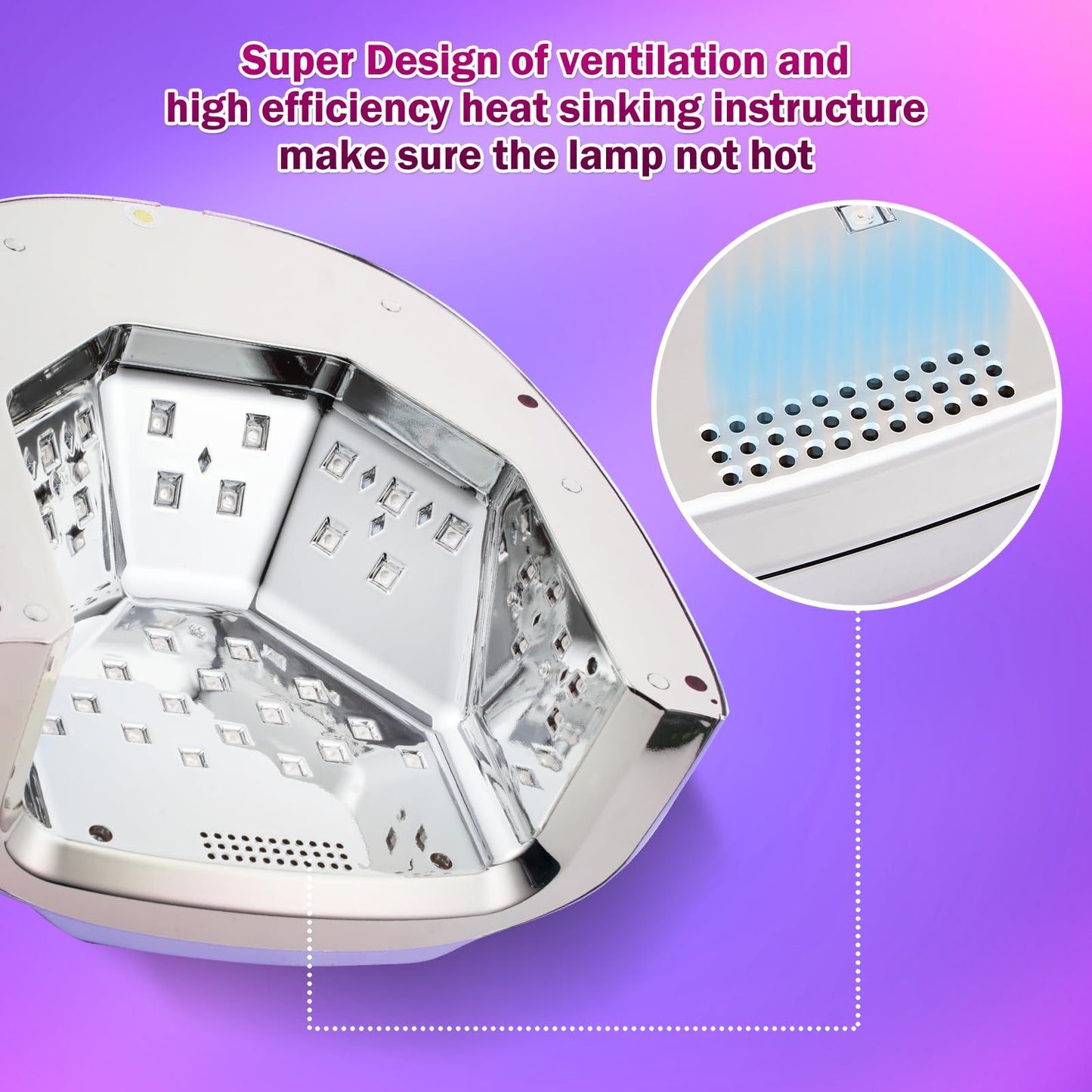 Purtato Professional Rechargeable 96W UV LED Portable Cordless UV Light for Nail Lamp Machine with Removable Stainless Steel Bottom,4 Timer Setting and Smart Sensor Nail Dryer (Gradient Purple)