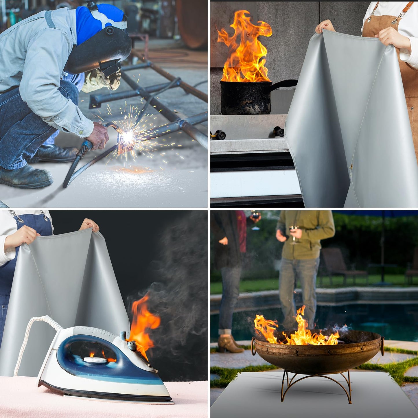 FLASLD Fireproof Lithium Battery Cover, Fastest & Simplest Way to Isolate and Extinguish Small Fires, Fire Blanket for E-Scooter and E-Bike (79×79 inch - Grey)