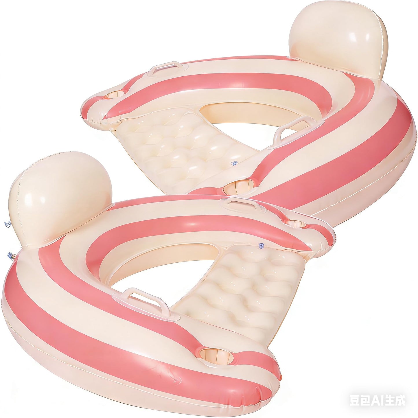 2PCS Inflatable Pool Floats Adult,Striped Pool Chairs with Cup Holders,Blow up Floats Chair for Relaxing Summer Water Fun Swimming Party Beach (U-Pink Lollipop)