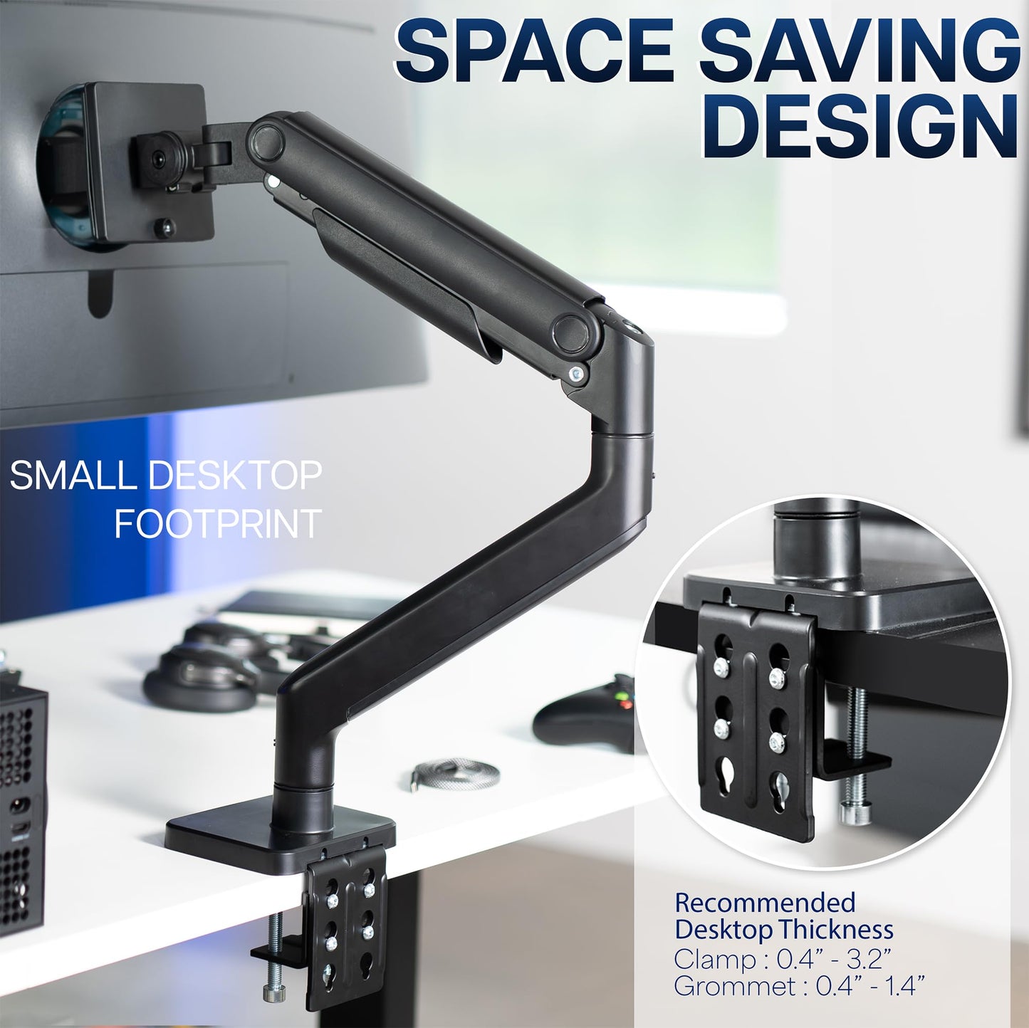 VIVO Heavy Duty Aluminum Ultrawide Monitor Tension Arm for up to 49 inch Screens, Holds 44 lbs, Premium Desk Mount Stand Designed for Samsung Odyssey G9 and More, Black, STAND-V101V