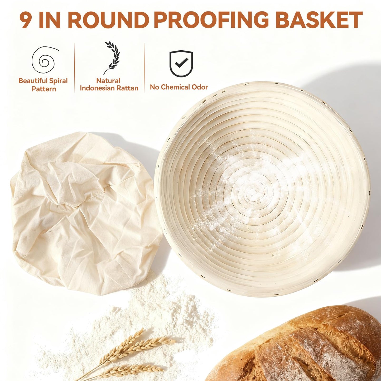 Complete Sourdough Starter Kit, Sourdough Bread Baking Supplies, Banneton Bread Proofing Basket with Glass Sourdough Starter Jar