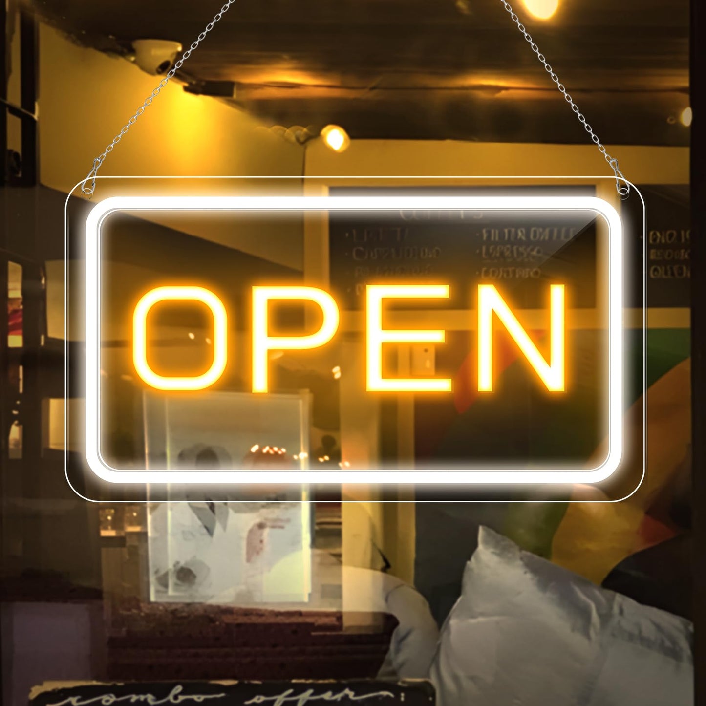 16"x 9" LED Neon Open Sign for Business, Ultra Bright Lighted Sign Open, Electric Light up Sign for Stores, Restaurants Offices Retail Shops Window Storefronts