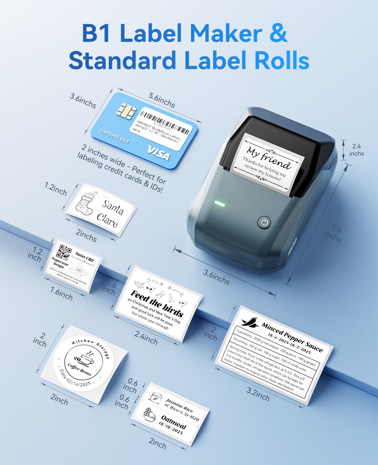 NIIMBOT B1 Label Maker Machine with Tape, Thermal Name Tag Sticker Printer