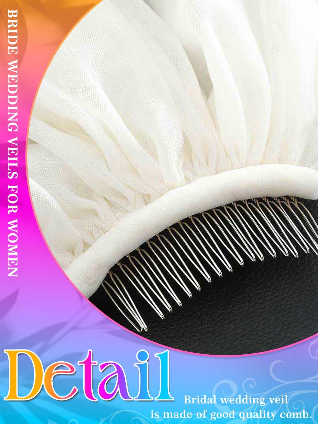 HEREAD 2 Tiers Bridal Wedding Veil Long Cathedral Length Bride Tulle Veils Hair Accessoies with Comb and Cute Edge (Ivory)