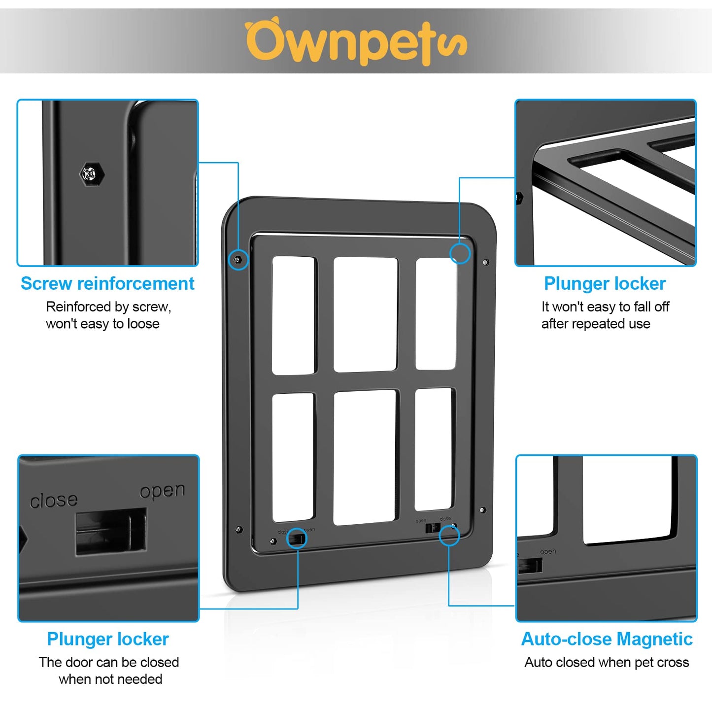 Ownpets Dog Screen Door, Inside Door Flap 12x14x0.4 Inch, Lockable Pet Screen Door, Magnetic Self-Closing Screen Door with Locking Function, Sturdy Screen Door for Dogs Cats
