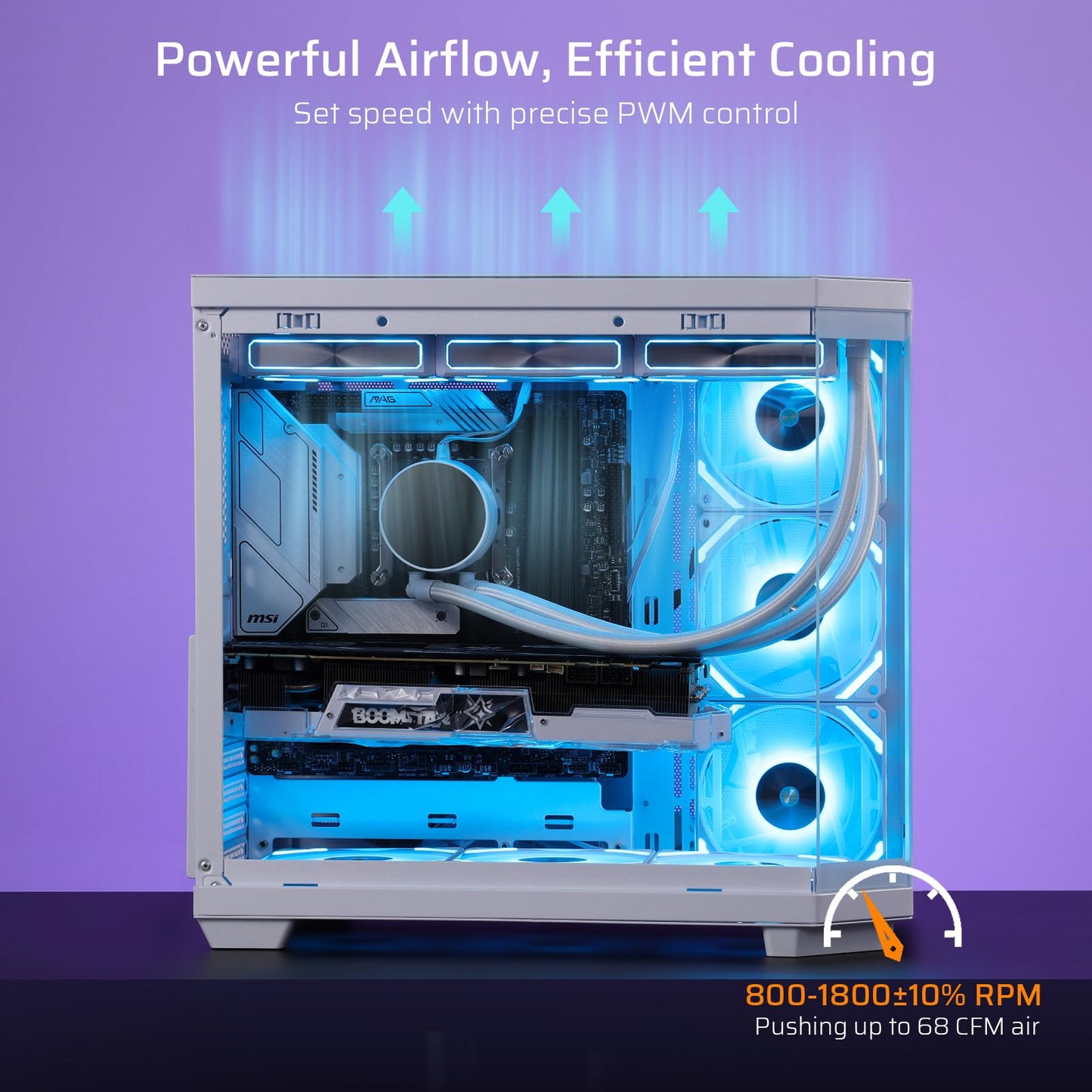 LTC CF-121D 120mm PC Case Fan, Daisy-Chain Connection, 5V 3Pin ARGB Lighting, 4 Pin PWM Case Fan, for Radiator/Computer Case Cooling, 120x120x25mm, 3 Pack, White