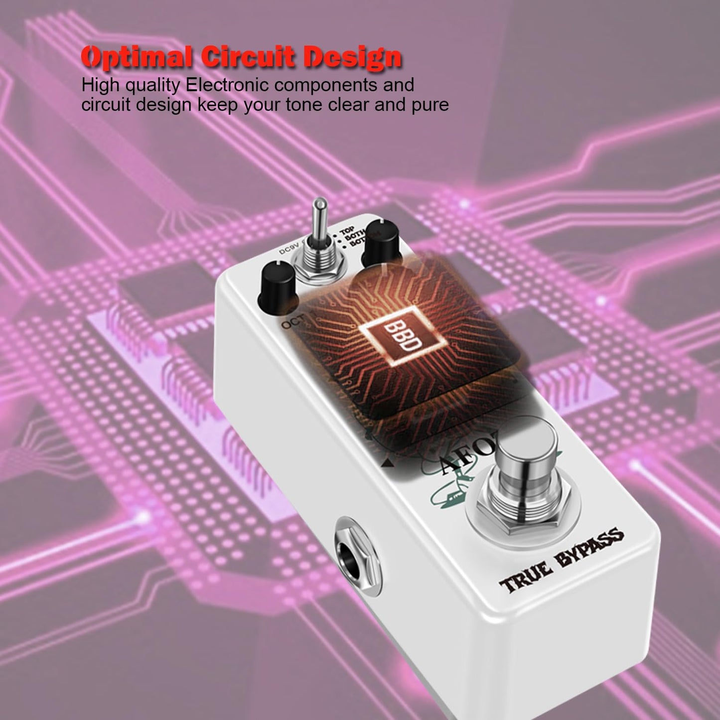 Polyphonic Octave Guitar Pedal, Digital Octave Mini Pedal,3 Modes Octave Shifter with Top/Both/Bottom Selection, Compact & Practical Aluminum Build, True Bypass for Electric Guitar