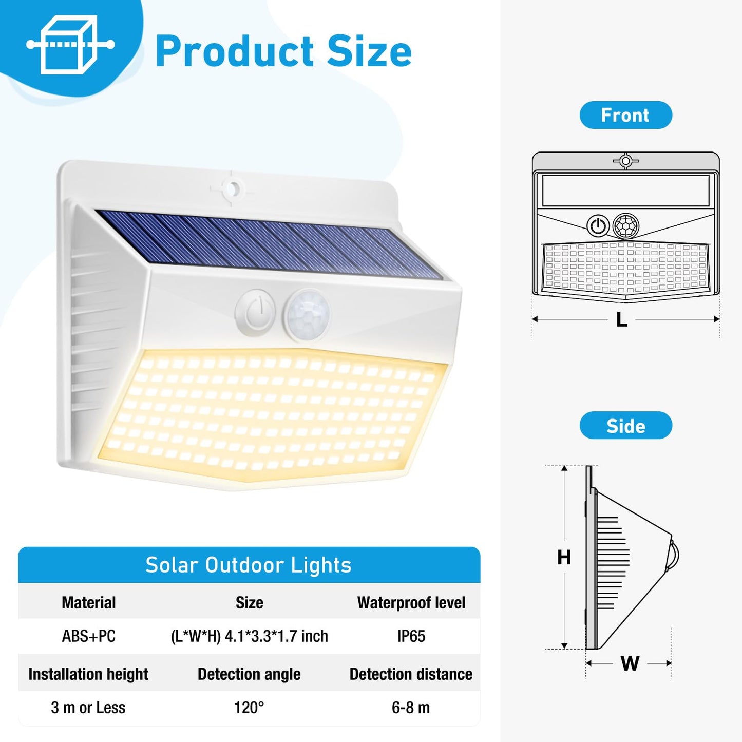 Peaur 3 Lighting Modes Solar Lights Outdoor, 8 Pack 138LED Solar Motion Sensor Light, IP65 Waterproof Wireless Wall Lights Solar Powerd Security Lights for Fence Yard Garden Deck Garage-Warm White