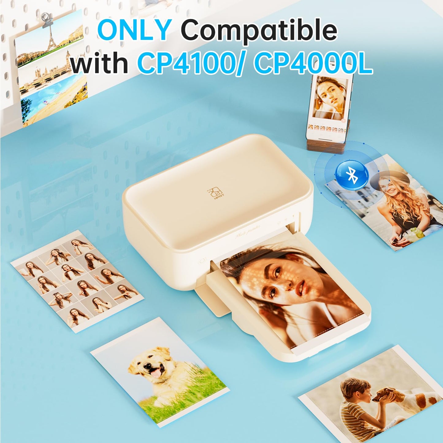 CP4100/CP4000L 4X6 Photo Printer Paper 108 Sheets and 2 Ribbons, for HPRT iDPRT CP4100/CP4000L Phone WiFi Instant Color Picture Sublimation Printer Papel Fotográfico para Impresora Photo Paper