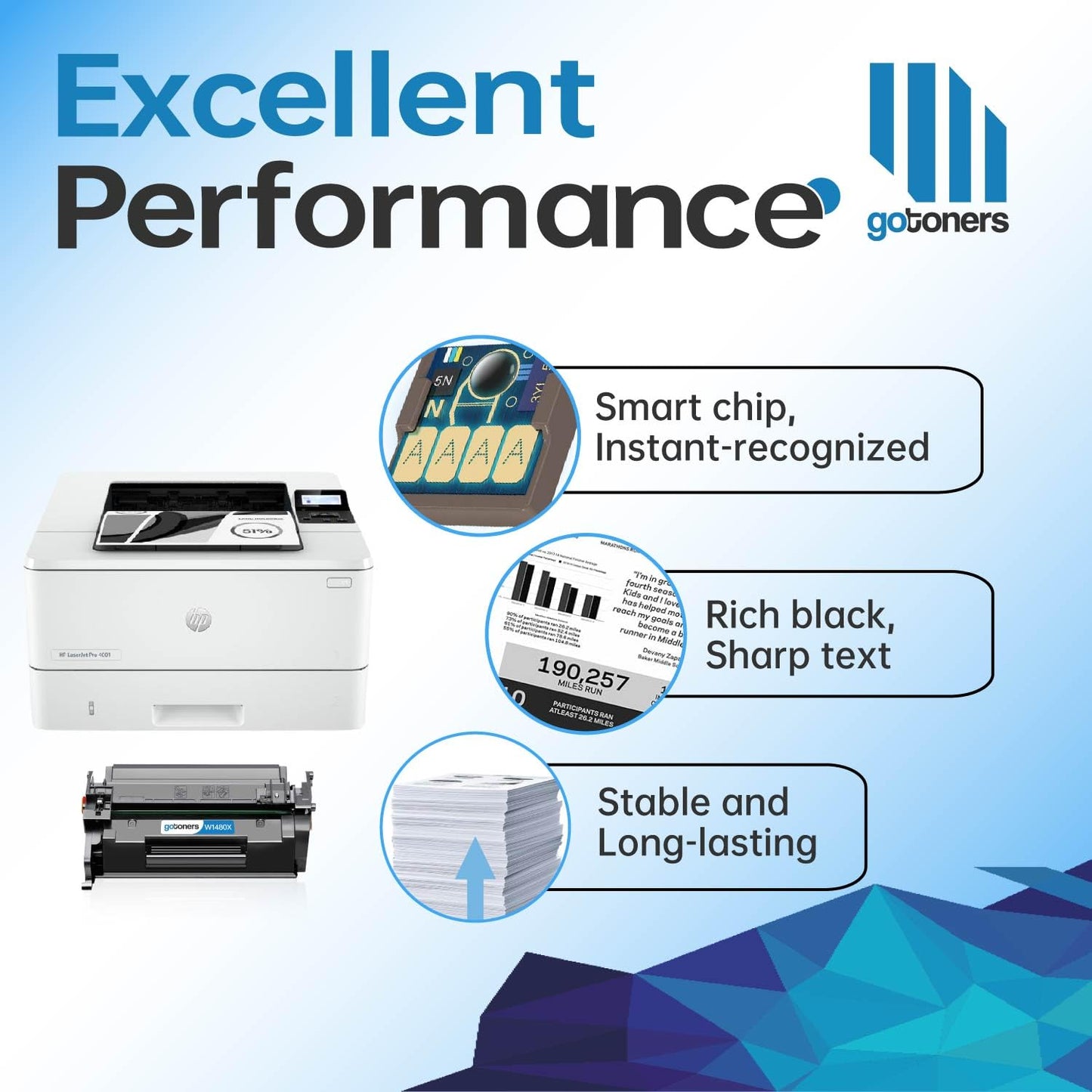 Gotoners 148X Compatible Toner for HP 148X W1480X 148A W1480A (with Chip) 9500 Pages Work with HP Laserjet Pro 4001dw 4001dn 4001n MFP 4101fdw 4101dw 4101fdn Printer Ink - 2-Pack
