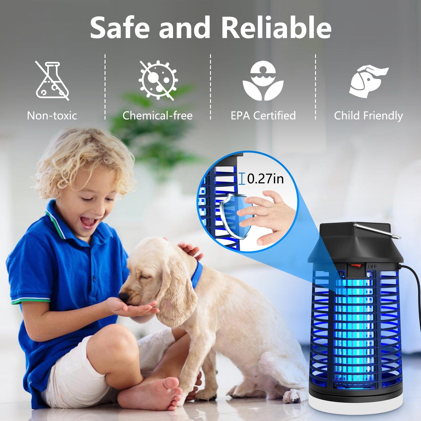 Bug Zapper, 4200V Mosquito Zapper with LED Light, Bug Zapper Outdoor, Waterproof Mosquito Killer, Electric Fly Zapper & Plug-in Fly Traps for Backyard Patio Garden (Remote Control)