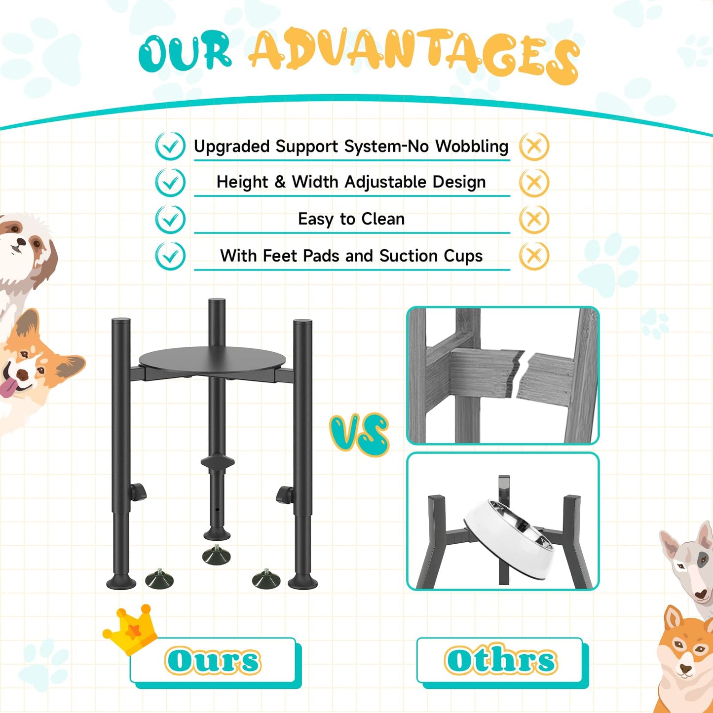 Adjustable Elevated Dog Bowl Stand for Dogs - 4 Heights, Wide 6-10" -Oppro Single Raised Dogs Food Water Bowls Holder, Upgrade Metal Elevated Dog Feeder with Tray for Small Medium Large Dogs (Black)
