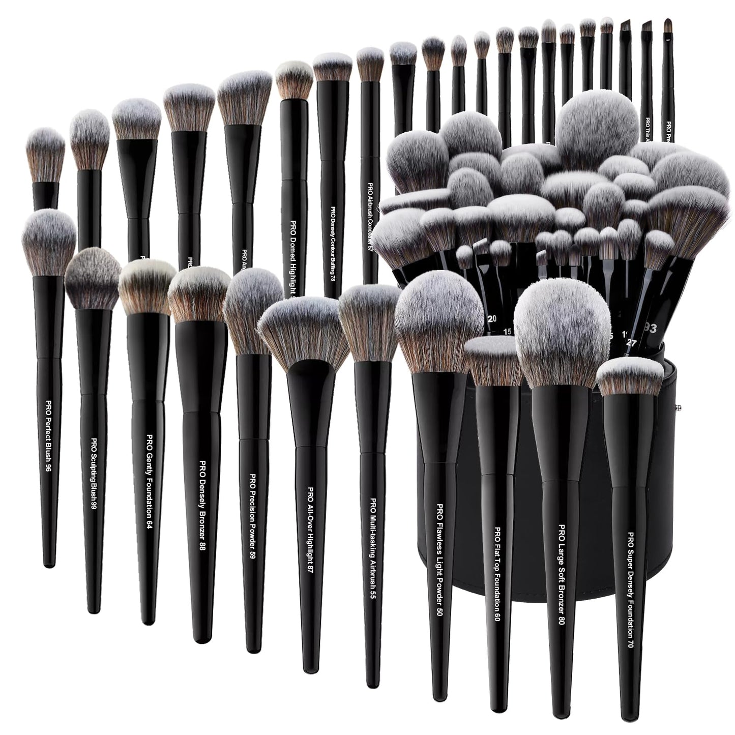 Bueart Design 32Pcs Pro Grade Makeup Brushes Set with Extra large Holder Premium Ultra Soft Bristle,High Elastic Vegan Cruelty-free Synthetic Hair