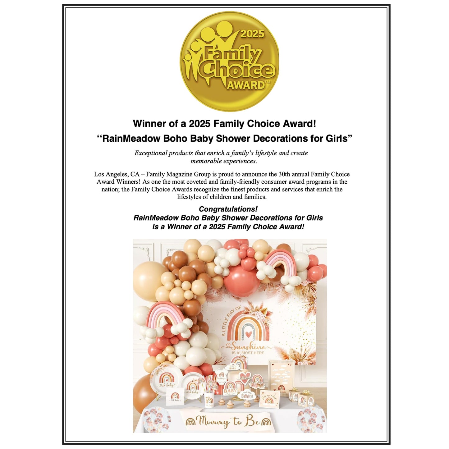 408 PC Boho Baby Shower Decorations for Girl - Backdrop, Balloon Arch Garland, Plates, Napkins, Straws, Sash, Cake Toppers, Guestbook, Confetti, Favor Stickers - Rainbow Baby Shower Decorations