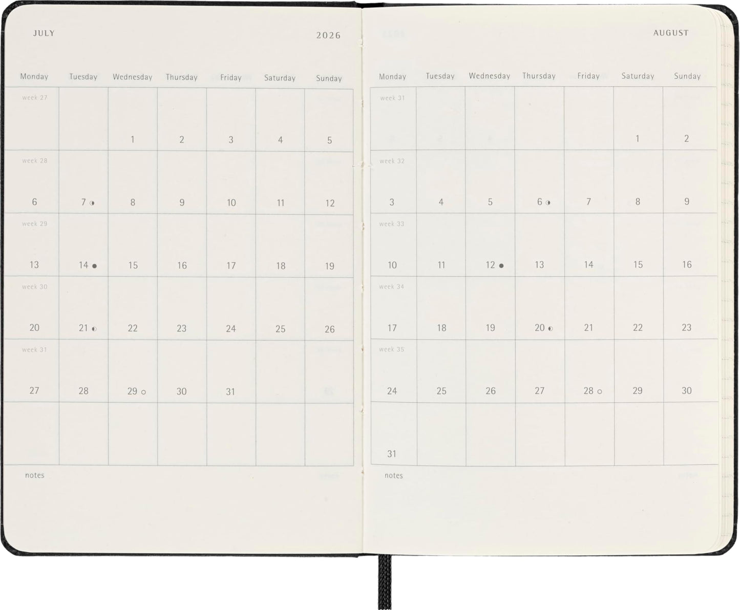 Moleskine Classic 18 Month 2025-2026 Weekly Planner, Hard Cover, Pocket (3.5" x 5.5"), Black, 208 pages