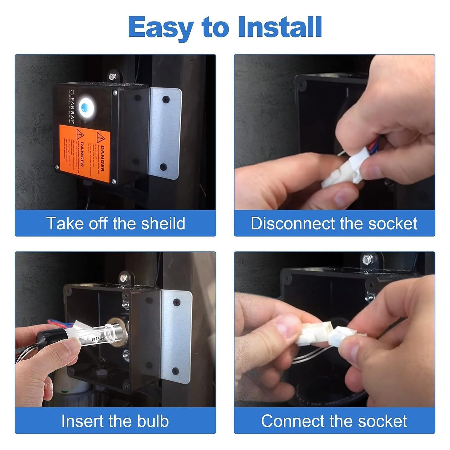Clear ray XL Replacement Bulb 6472-841 - LESIWHOS Pool & Spa Replacement Bulb Compatible with Jacuz-zi and Sun-Dance Spas Clearray Water Purification System (2 Pieces)