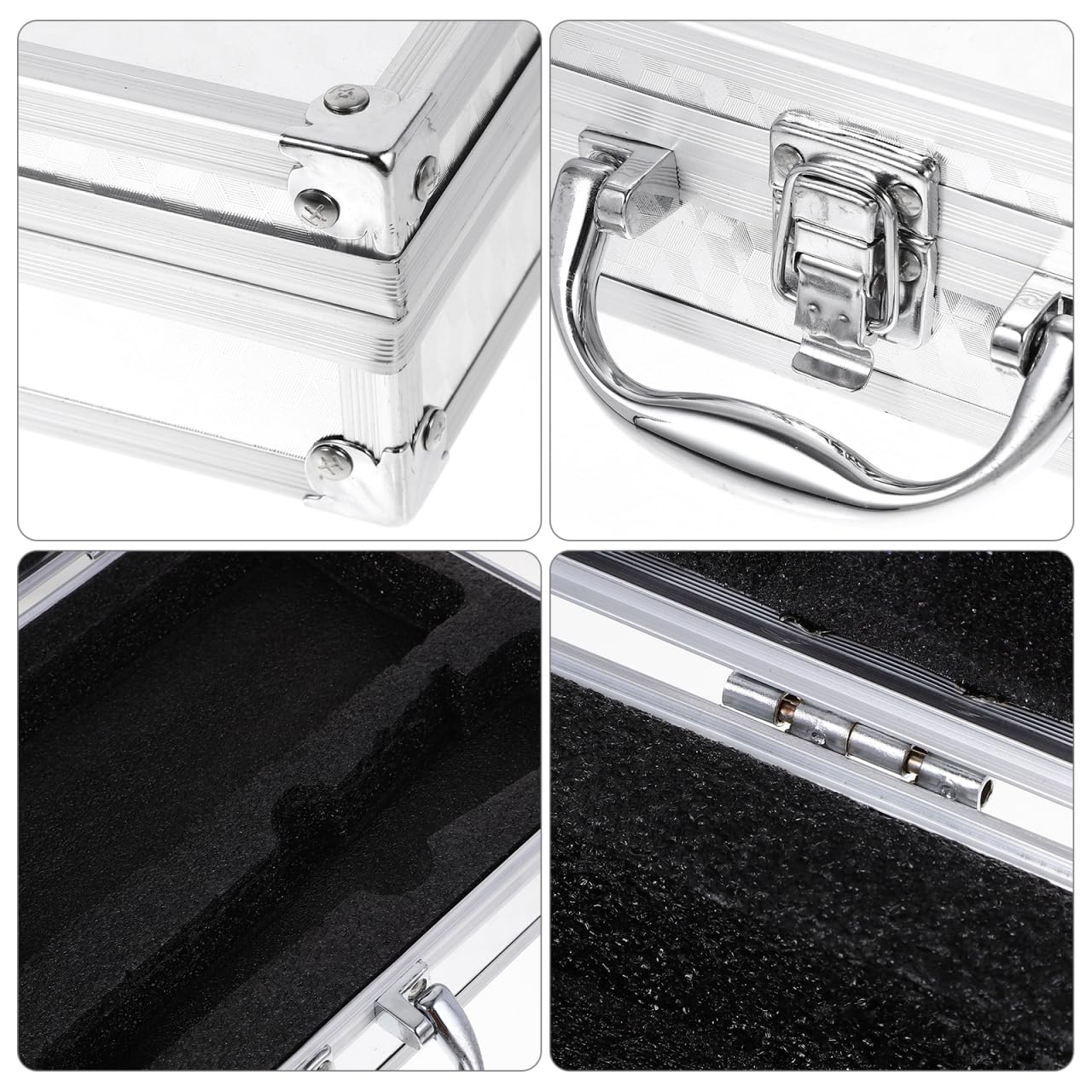 Toyvian Aluminum Alloy Tool Box Portable Hard Shell Carrying Case Lightweight Storage Briefcase with Secure Clasp for Home Office Travel 13.77X7.48X2.51 Inches
