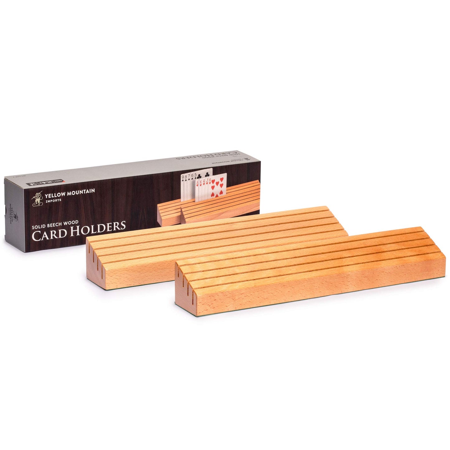 Yellow Mountain Imports Extra-Wide Solid Beechwood Playing Card Holders - Set of 2