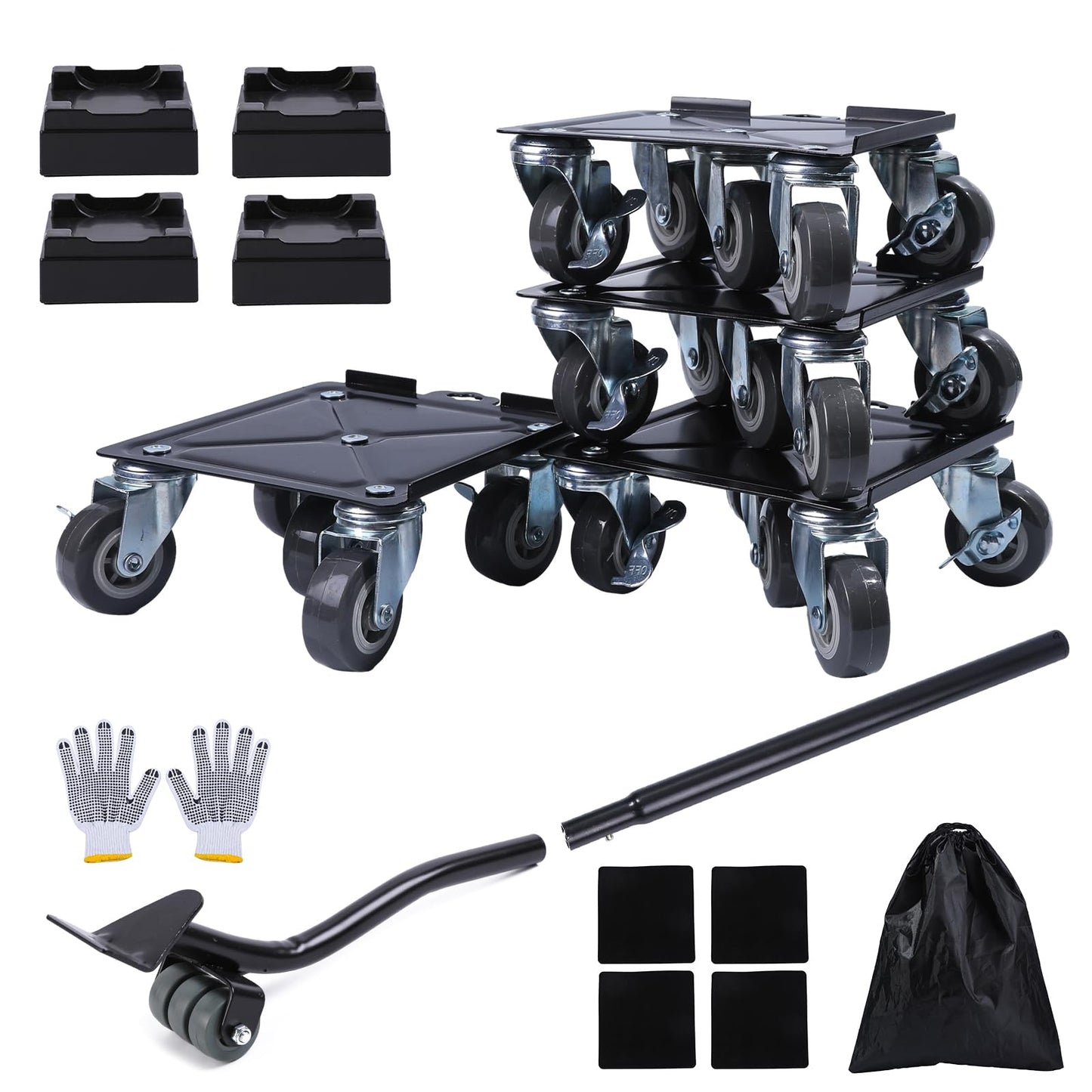 Furniture Dolly Mover Pro Set, Furniture Lifter with 5 360° Rotatable Universal Wheels，Carbon Steel Panel Furniture Movers，Maximum Load 2000LBS.Dark Grey