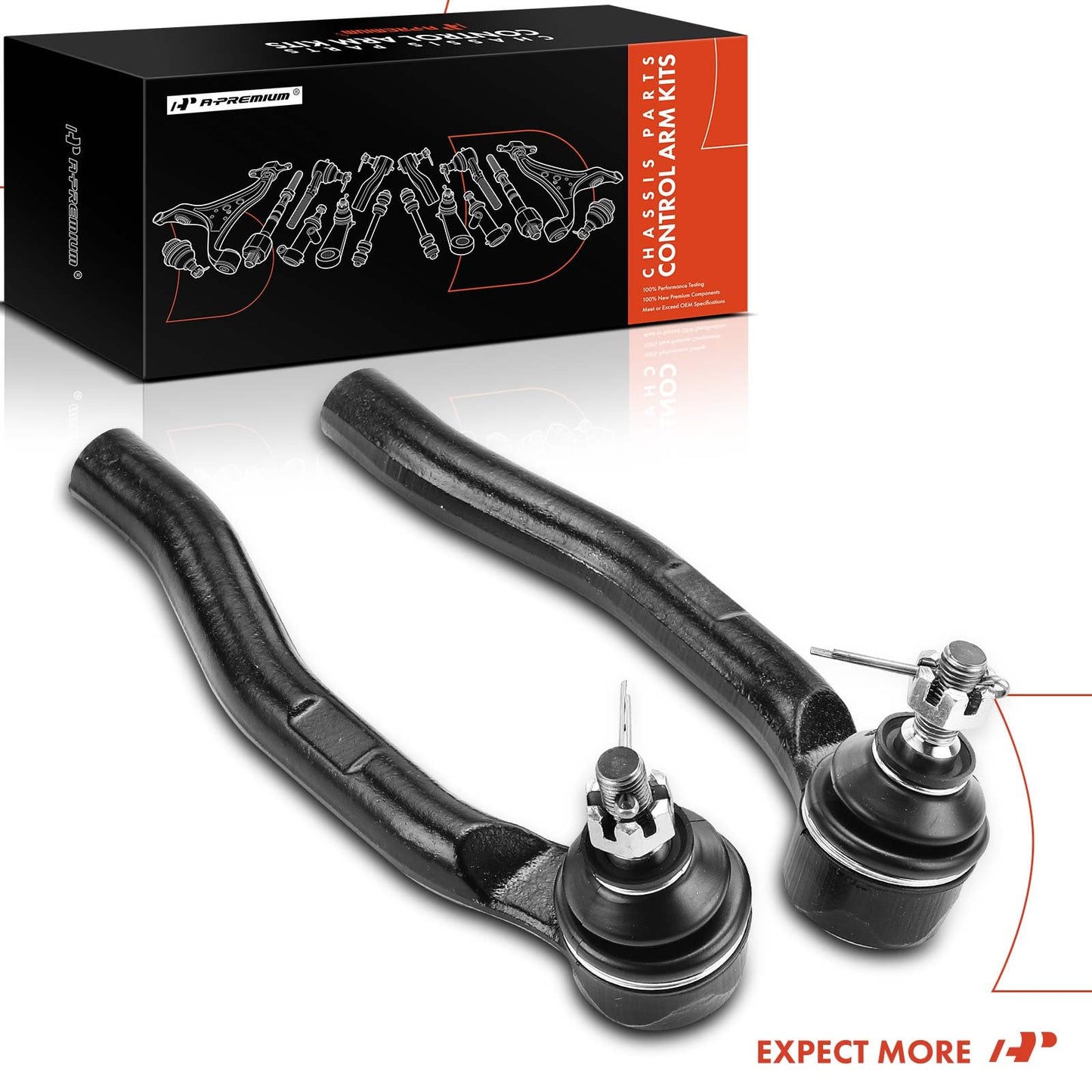 A-Premium 2 x Front Outer Tie Rod Ends, Compatible with Honda CR-V 1997-2001, Civic 1992-2000, Civic del Sol 1993-1997, Fit 2009-2014, Insight 2010-2014, Acura EL 1997-2000, Integra 1994-2001