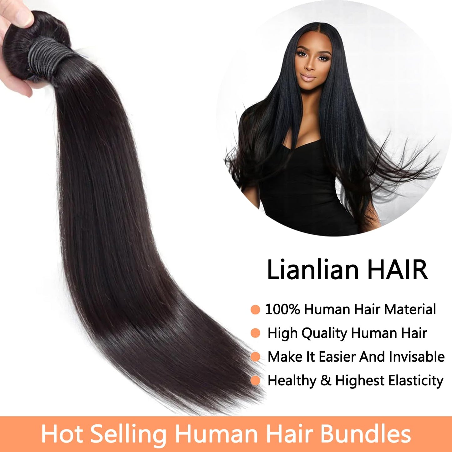 Straight Bundles Human Hair Weave 3 Bundles Brazilian Virgin Hair Straight Bundle 12A Grade Unprocessed Human Hair Extensions Natural Black 12 14 16 Inch