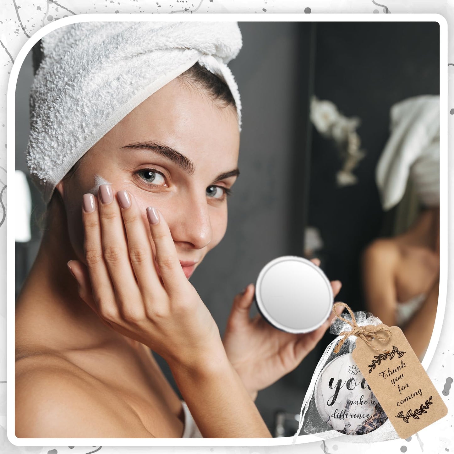 Tradder 50 Sets Compact Mirrors Bulk Women Gifts Inspirational Appreciation Employee Quinceanera Gifts Small Purse Pocket Makeup Mirrors for Mother's Day Coworker Nurse Bridal Souvenir Bag(Black)