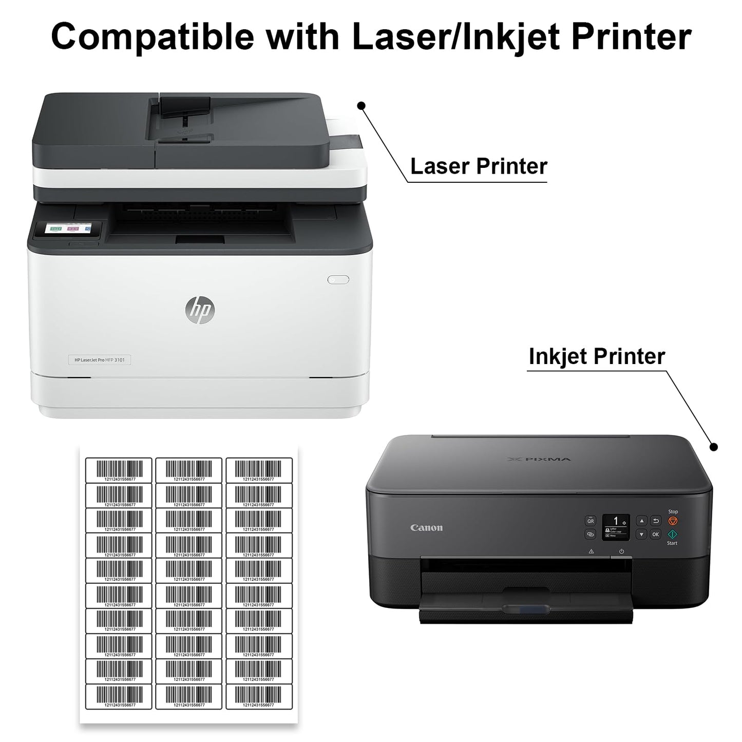 1" x 2-5/8" Address Labels, 500 Sheets 15000 Counts, 30-UP Barcode Labels Mailing Label for Inkjet & Laser Printers