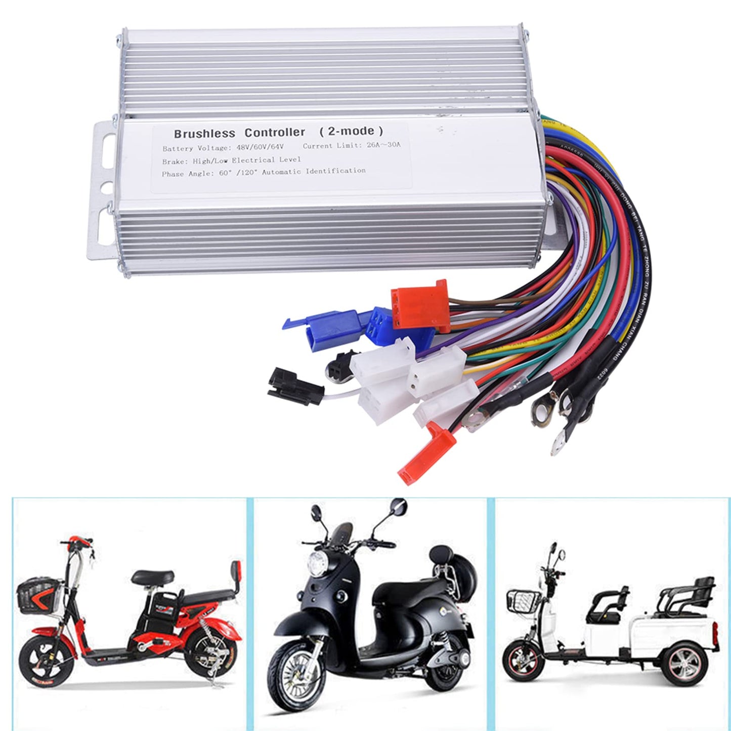 Electric Motor Controller, 48V 60V 64V 1000W‑1500W Electric Brushless Speed Motor Controller for Electric Scooter