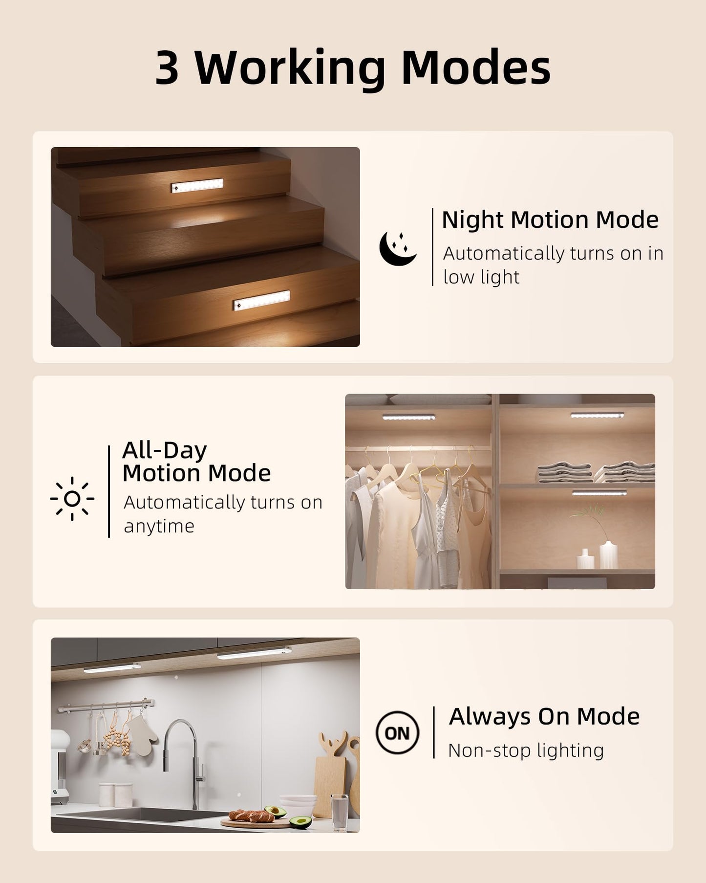EZVALO Under Cabinet Lighting,Closet Lights for Kitchen 6 Pack 23cm with Station