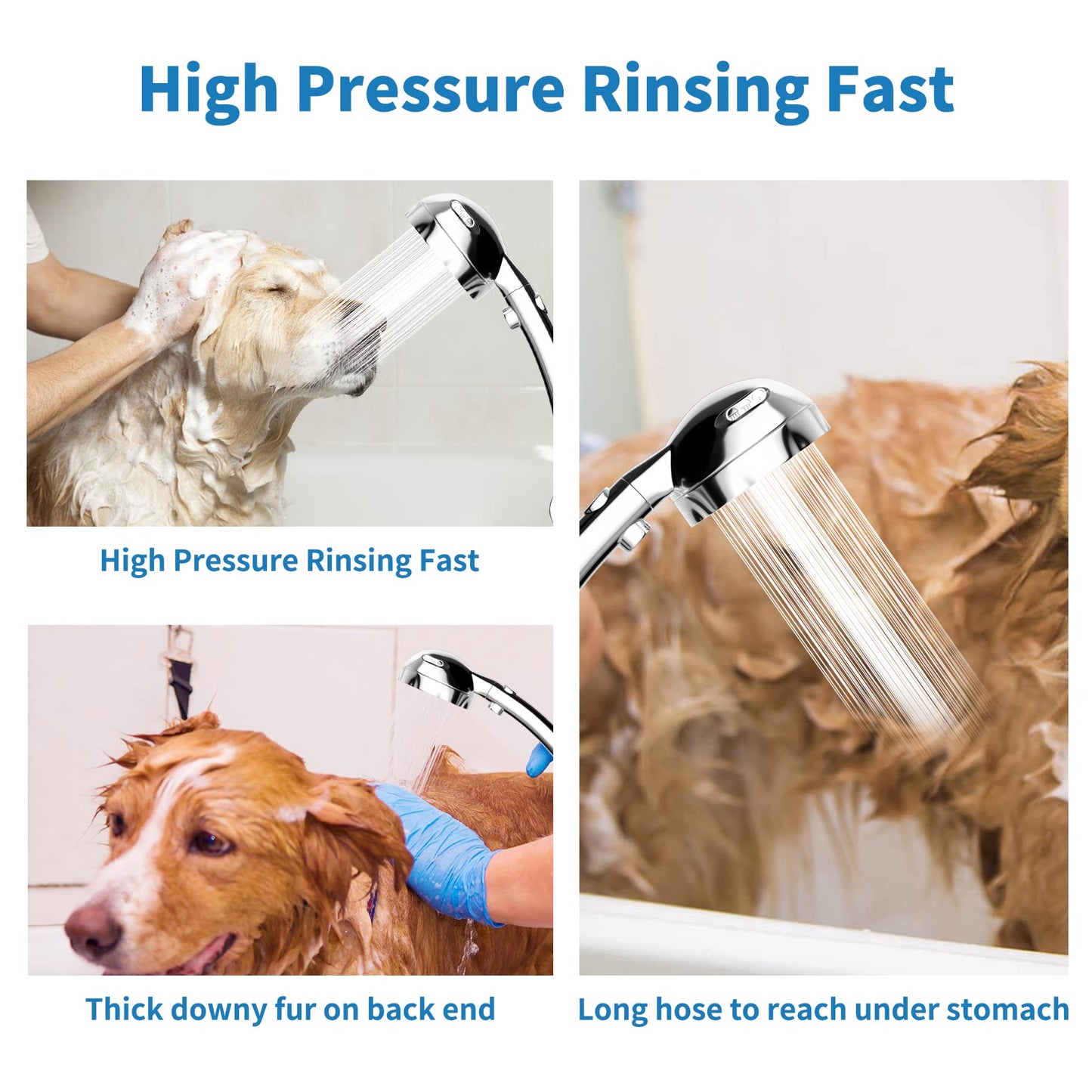Hibbent Dog Shower Sprayer Attachment Set for Pet Bathing and Dog Washing with Brass Shower Arm Diverter Valve, Handheld Shower Head,Bathroom Hose Sprayer Head Kit