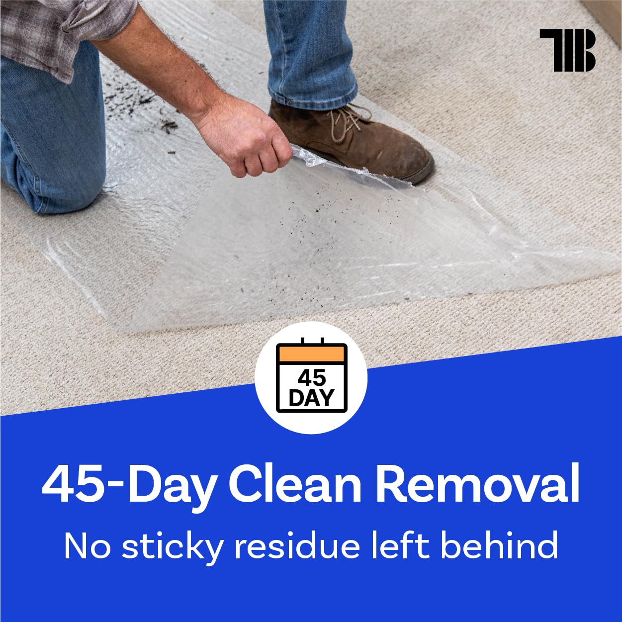 Carpet Protection Film 24" x 200' roll. Made in The USA! Easy Unwind, Clean Removal, Strongest and Most Durable Carpet Protector. Clear, Self-Adhesive Surface Protective Film.