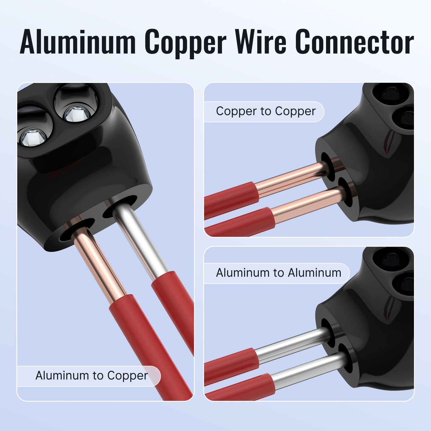 RVBOATPAT 2 Port Insulated Multi Tap Connector 4-14 AWG Aluminum to Copper Wire Connectors Single-Sided Entry Aluminum Wire Connectors Slotted Allen Hex - 5 Pack
