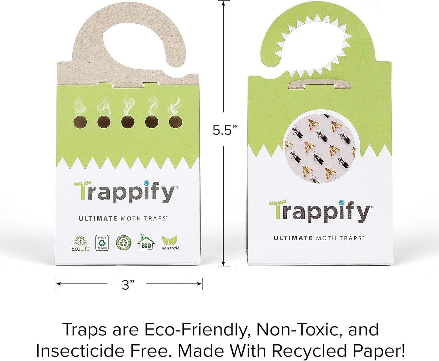 Trappify Ultimate Moth Traps: Moth Balls, Adhesive Moth Traps for Clothes - Effective Pantry Moth Traps for Home, Kitchen, Closet, Cabinet, Storage Rooms, Cupboard |Easy Setup (12 Pack)