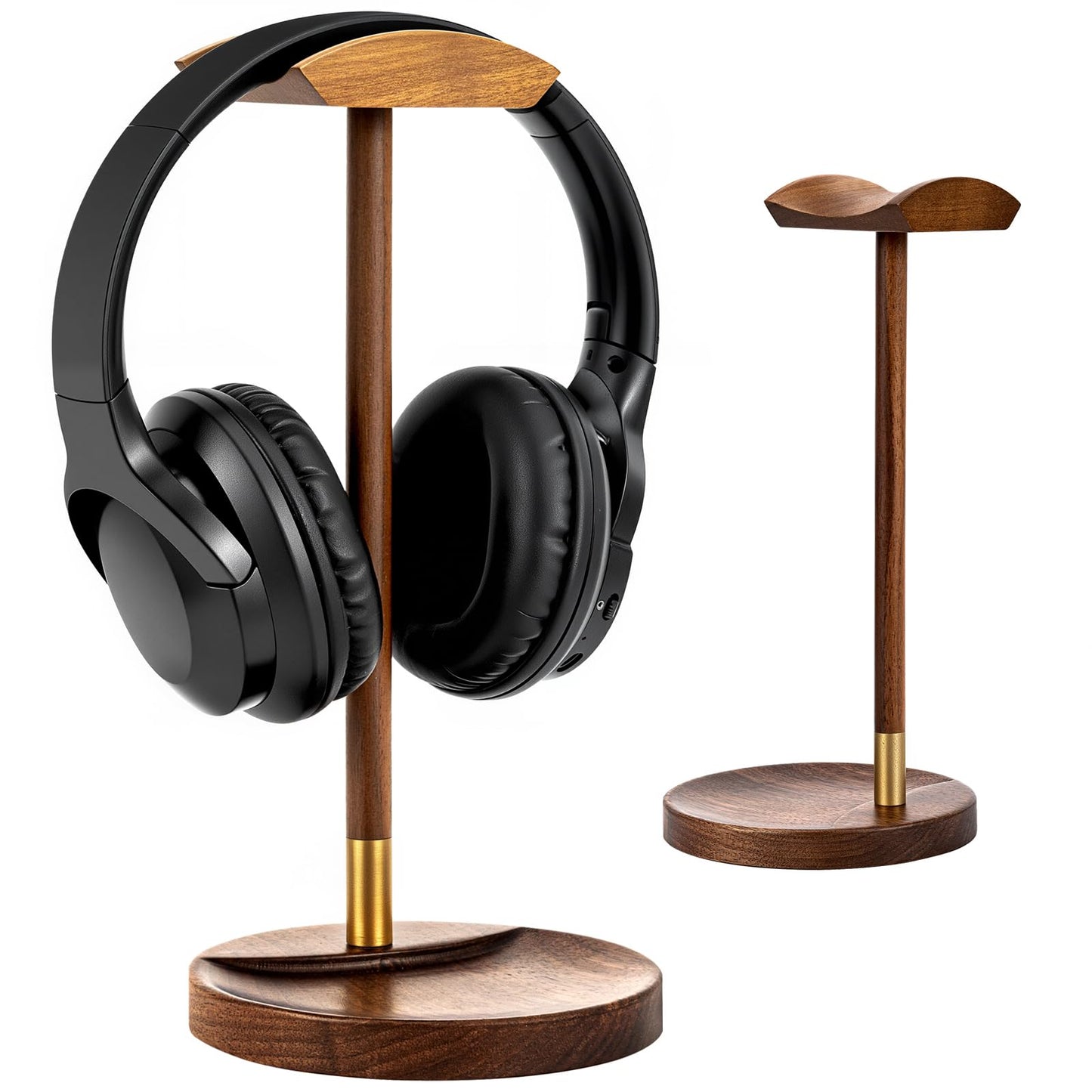 Headphone Stand for Desk, Solid Wood Gaming Headset Stand, Universal Wooden Headphone Stand Hanger, Wooden Headphone Holder with Storage Base for Airpod max and More