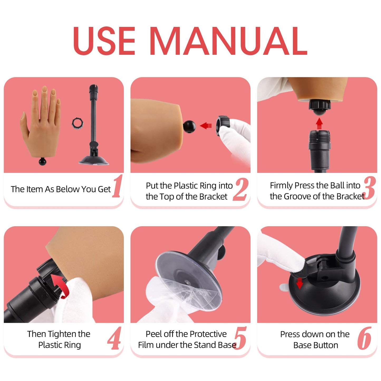 Nail Trainning Practice Hand with Clamp, Acrylic Nail Technician Manicure Supply, False Fake Hands for Nail Manicure, Best Manicure DIY Print Practice Tool