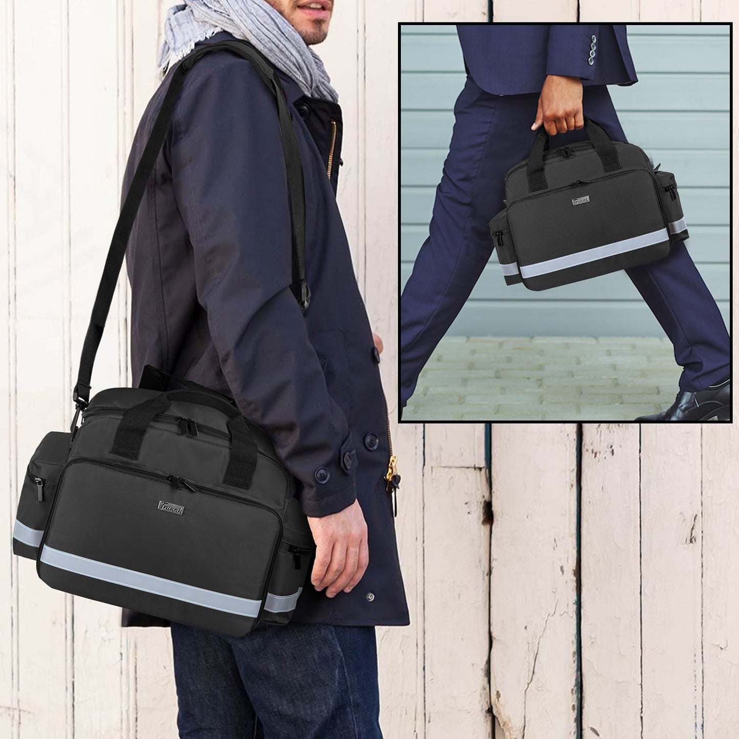 Trunab Medical Supplies Bag, Nurse Bag with Handle and Shoulder Strap for Home Health Care, Hospice Visit, Travel, or Emergency Event, Black (Patented Design)
