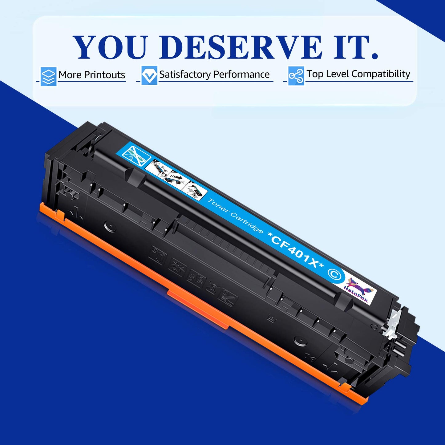 HaloFox Compatible Toner Cartridge Replacement for HP 201X 201A CF400A CF400X CF401X CF402X CF403X for HP Color Laserjet Pro MFP M252dw M252n M277dw M277n M277c6 M274n Printer (4-Pack)