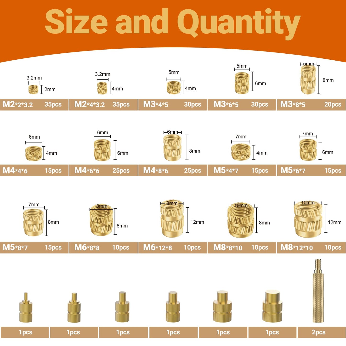 Preciva Threaded Inserts Set, 300Pcs Heat Set Inserts with M2 M3 M4 M5 M6 M8 Insert-Tip, 100W Digital Soldering Iron, Holder and Tweezer, for 3D Printer Parts or Plastic Parts