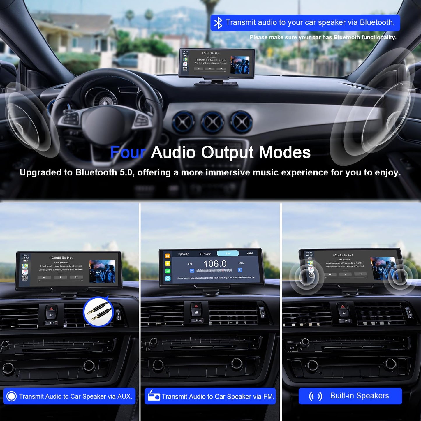 Avylet Wireless Portable Carplay Screen for Car, 4K Dash Cam,1080P Backup Camera,9.26 Inch Android Auto Carplay & Apple Car Play Touch Screen, Voice Control, GPS Navigation, Mirror Link, Bluetooth