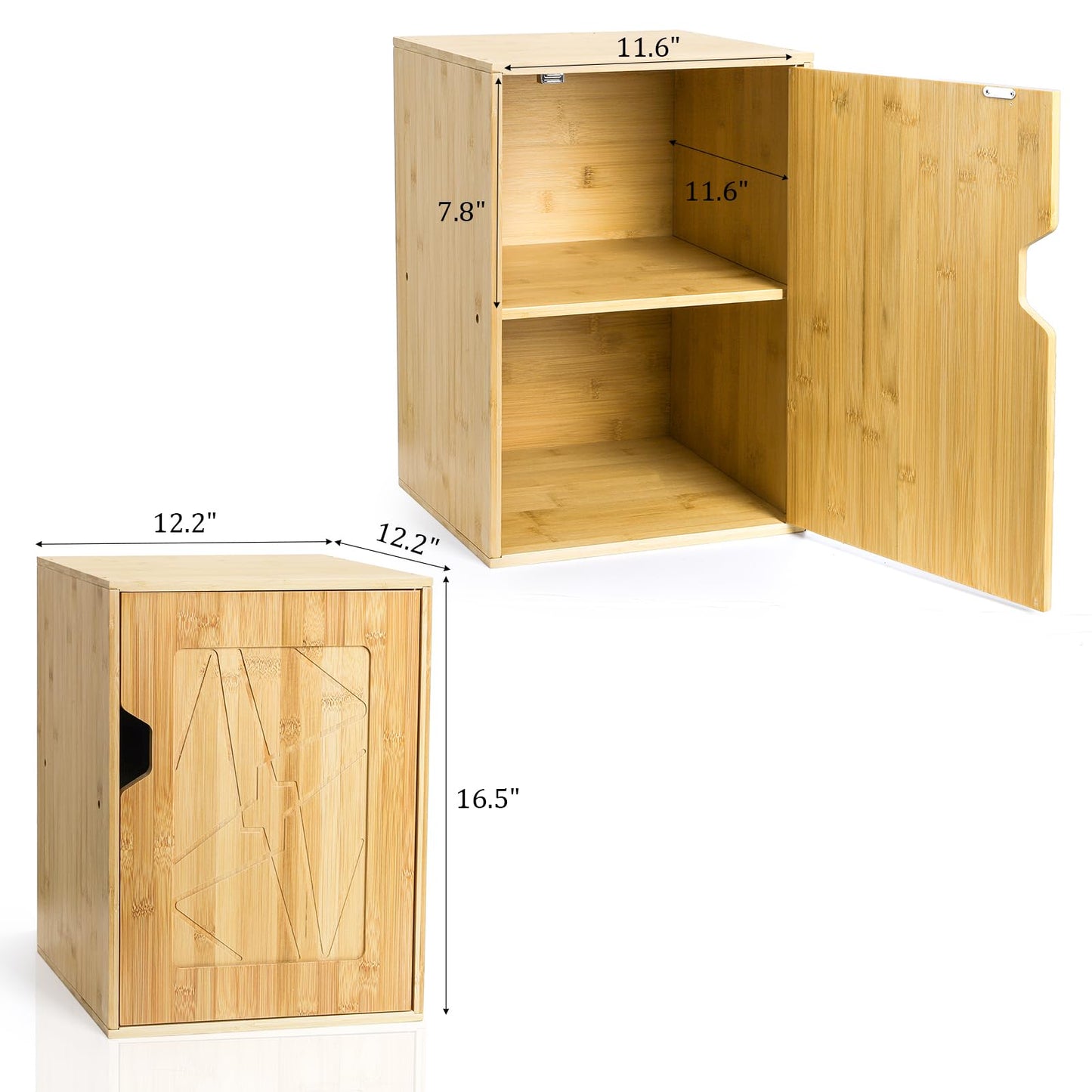 Fasmov 2 Tiers Cube Storage Organizer, Bamboo Bookshelf, Display Bookcase, Storage Cube Cubby Organizer with Door, Stackable Cubes Bin Small Cabinet for Bedroom, Home and Office