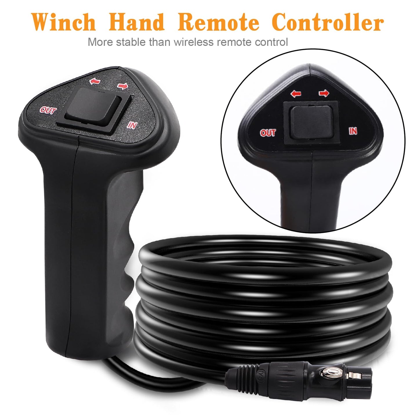 Torkettle Winch Hand Remote Controller with Control Socket Assembly for ATV UTV 12000LB Winch