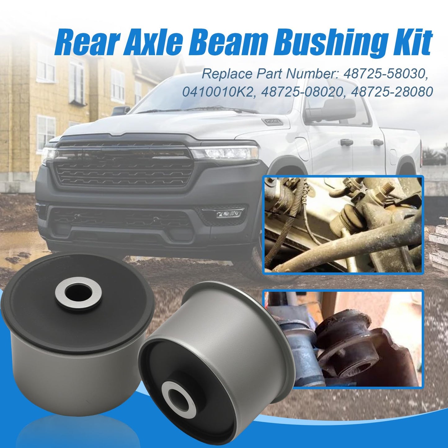 ZUDKSUY 523-257 Rear Lower Suspension Control Arm Bushing Pair, Replacement for Ram C/V Tradesman 2015 Replacement for Dodge Grand Caravan 2008-2017, Replaces AB811516PR