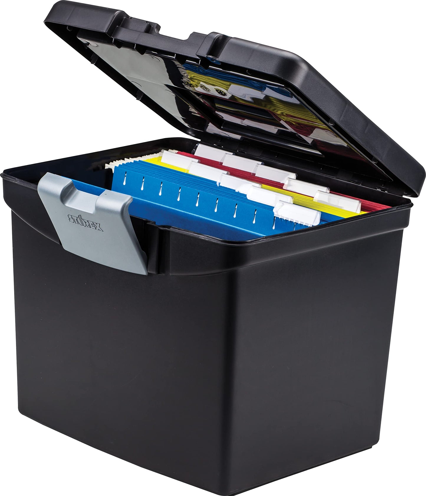 Storex File Storage Box Translucent Storage Lid, Black